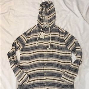 NWT Lucky Brand Linen Blend Button Up Hoodie